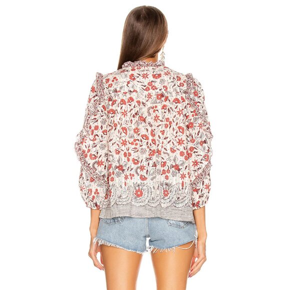 ULLA JOHNSON Azalea Blouse in Cream Floral - Picture 5 of 16